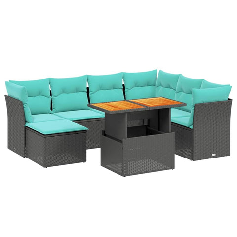 vidaXL Patio Sofa Set with Cushions 8 Piece, Outdoor Sectional Sofa Couch, Patio Conversation Set for Garden Backyard, Black Poly Rattan