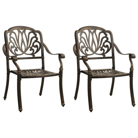 vidaXL Patio Chairs Set â€“ 2 pcs Cast Aluminum Outdoor Furniture, Weather-Resistant and Rust-Resistant, with Elegant Seat and Back Patterns, in a Stunning Bronze Color, Perfect for Gardens and Patios