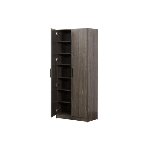 Klair Living Mia Farmhouse Wood Shoe Cabinet with Six Shelves in Rustic Gray