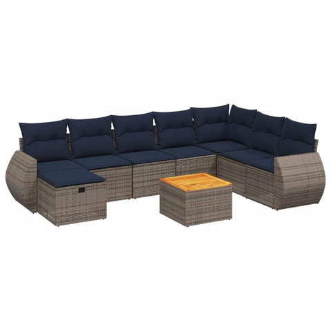 vidaXL Patio Sofa Set with Cushions 7 Piece, Outdoor Conversation Set, Sectional Sofa for Balcony Garden, Modern Style, Gray Poly Rattan