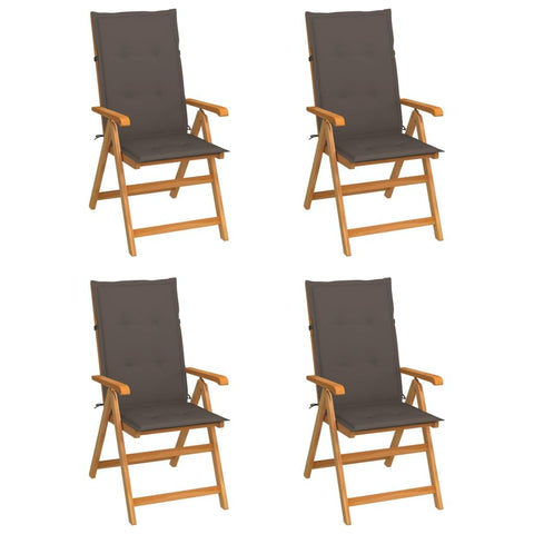 vidaXL Garden Chair Set of 4 Taupe Smooth Teak Wood