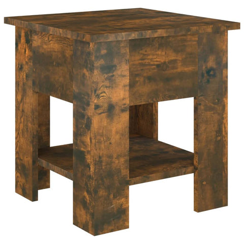vidaXL Modern Coffee Table - Smoked Oak Engineered Wood with Storage Shelf - 15.7" x 15.7" x 16.5" - Ideal for Living Room Decor