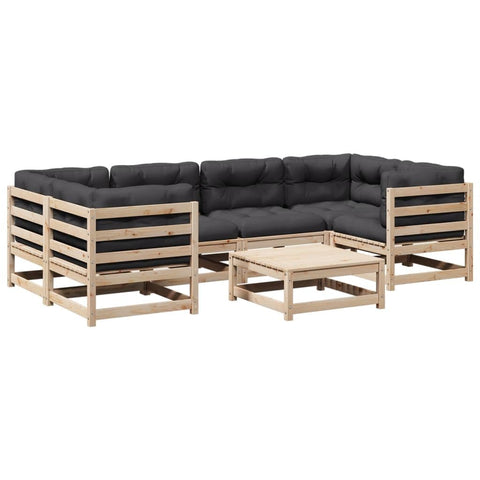 vidaXL Garden Sofa Set 7 Pieces with Cushions Solid Pine Wood