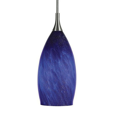 Cal Lighting UP-995/6-BS Pendant with Blue Art Glass Shades, Brushed Steel Finish
