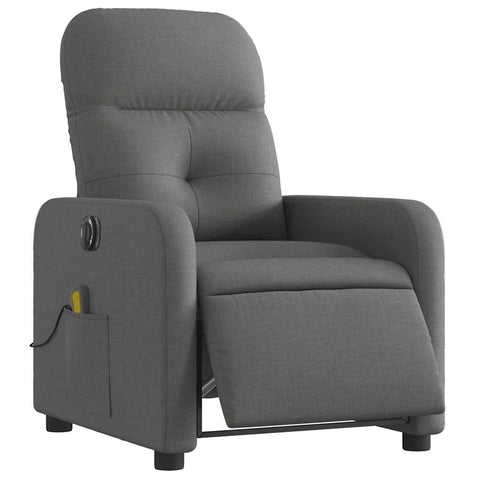 vidaXL Dark Gray Fabric Electric Massage Recliner Chair - Motorized Reclining Armchair with Vibration Massage, Comfortable Seating, and Sturdy Frame