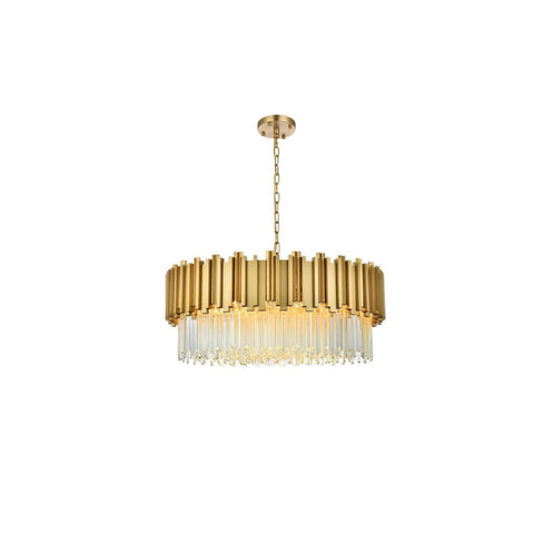 Elegant Lighting Willow 32" Chandelier in Satin Gold