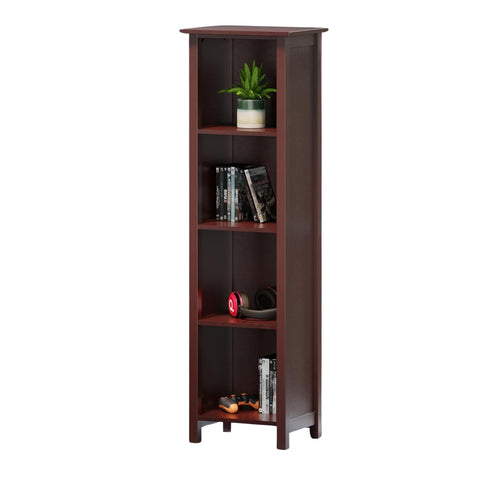 Oakestry Milan Tall Storage Shelf Organization Antique Walnut Stylish Storage Shelf for Living Room Bedroom or Office Tall Design Maximum Vertical Storage Space Easy to Assemble and Maintain