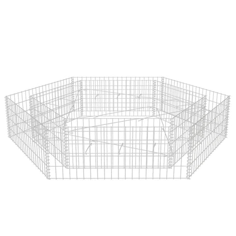 vidaXL Gabion Basket Hexagonal, Galvanised Steel Gabion Planter, Gabion Raised Bed for Garden, High Load Capacity, 78.7"x68.1"x15.7"