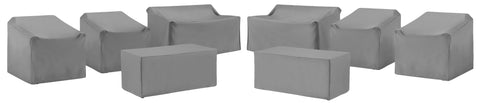 8Pc Outdoor Furniture Cover Set Gray - 4 Chairs, 2 Loveseats, & 2 Coffee Tables