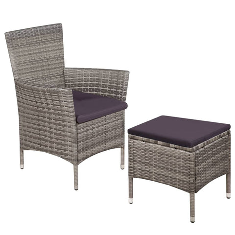 vidaXL Patio Dining Chair and Stool Set - Poly Rattan Outdoor Furniture with Thick Cushions - Easy to Assemble, Lightweight & Durable - Perfect for Garden, Patio, and Outdoor Use