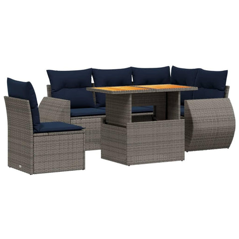 vidaXL Patio Sofa Set with Cushions 6 Piece, Outdoor Sectional Sofa Couch, Patio Conversation Set for Garden Backyard, Gray Poly Rattan