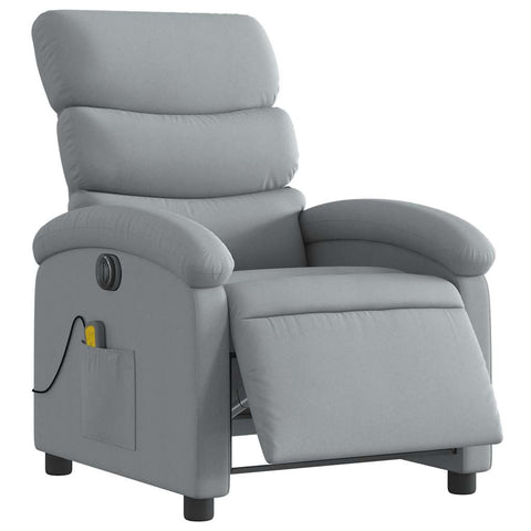 vidaXL Electric Massage Recliner Chair - Light Gray Fabric, Automatic Reclining, Vibration Massage, Padded Luxury Seating