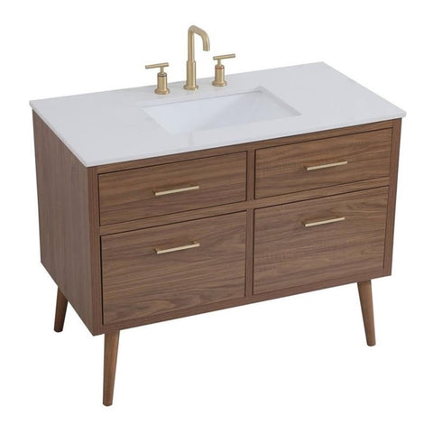 Elegant Kitchen and Bath 42 inch Bathroom Vanity Cabinet - Walnut Brown