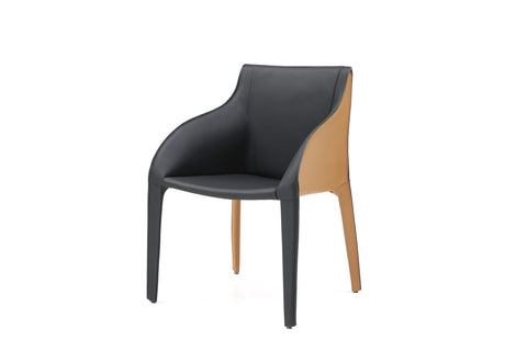Whiteline Modern Living Emory Fully Upholstered in Black and Brown Faux Leather Dining Armchair