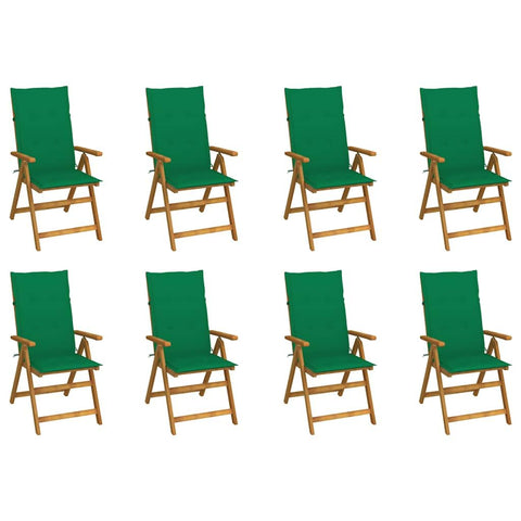 vidaXL Outdoor Recliner Chairs 8 Pcs, Patio Reclining Chair with Cushions, Recliner Patio Lounge Chair for Garden, Retro Style, Solid Wood Acacia