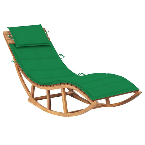 vidaXL Patio Lounge Chair, Rocking Sunlounger with Cushion and Pillow, Sunbed, Pool Lounge Chair for Backyard Porch, Retro Style, Solid Teak Wood