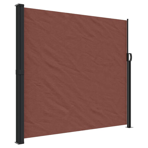 vidaXL Retractable Side Awning 70.9X118.1 in Brown UV Resistant and Waterproof Fabric Manual Roll Back Mechanism Modern Outdoor Privacy Solution for Balconies Patios Garden Screen Balcony Sunshade