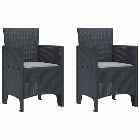 vidaXL Garden Chair 2 pcs Anthracite 20.87 x 19.29 x 33.46 in, Garden & Terrace, Stylish Armchair, Rectangle Outdoor Seat, Tough Patio Chair, Comfy Lounge for Chillin