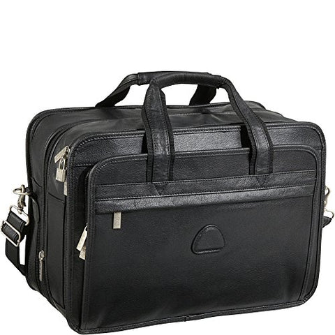 Black Leather Practical Expandable Computer Case (#2438-0)