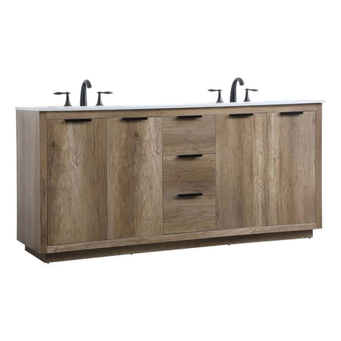 Elegant Kitchen and Bath Blake 72" Solid Wood Double Bathroom Vanity in Oak