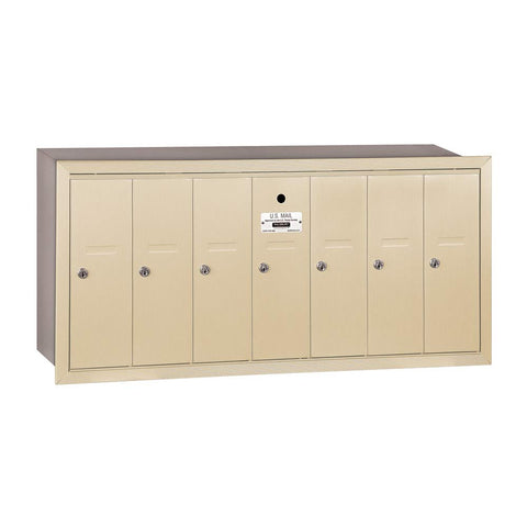 Vertical Mailbox - 7 Doors - Sandstone - Recessed Mounted - USPS Access