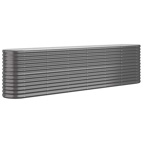 vidaXL Anthracite Garden Raised Bed - Powder-Coated Steel - & - Sturdy with Ample Space - Oval Shaped Planter for Outdoor Use - 102.4"x15.7"x26.8"