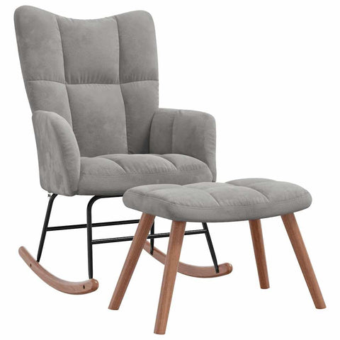 vidaXL Rocking Armchair with Stool - Light Gray Velvet Upholstered Relaxing Chair and Ottoman for Modern Home DÃ©cor, Comfortable and Durable