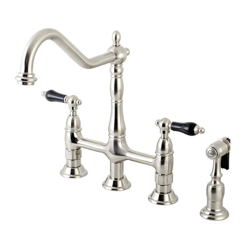 Kingston Brass KS1278PKLBS Duchess 8 inch Centerset Kitchen Faucet with Brass Sprayer, 8-3/4 inch In Spout Reach, Brushed Nickel