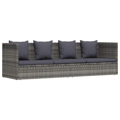 vidaXL Adjustable Patio Bed - Gray Poly Rattan Outdoor Sun Lounger with Removable Cushion Covers - Durable & Weather Resistant