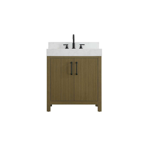 ELEGANT Kitchen and Bath 30 inch Single Bathroom Vanity in Chestnut Brown with backsplash