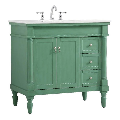 Elegant Kitchen and Bath Lexington 36" Solid Wood Bathroom Vanity in Green