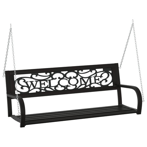 vidaXL Patio Swing Bench 49.2" Steel and Plastic Black