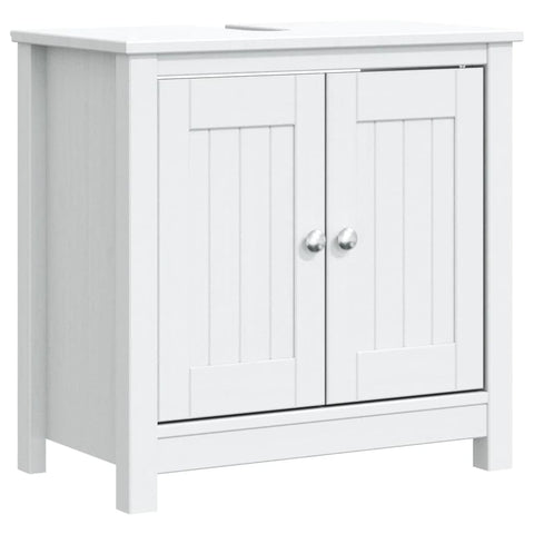 vidaXL Solid Pine Wood Bathroom Sink Cabinet Berg Range in White Color, offering Spacious Storage Space, Ideal for Bathroom Essentials, Easy-to-Clean