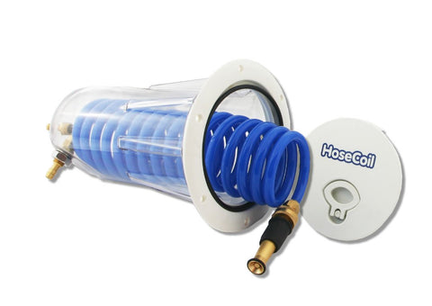 HoseCoil Flush Mount Enclosure with 15' High Performance RV, Boat and Garden Hose