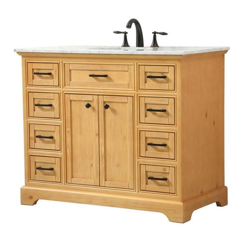Elegant Decor Americana 42" Aluminum MDF Single Bathroom Vanity in Natural Wood