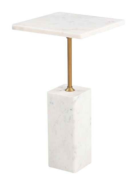 Zuo Naht Marble and Iron End Table in White