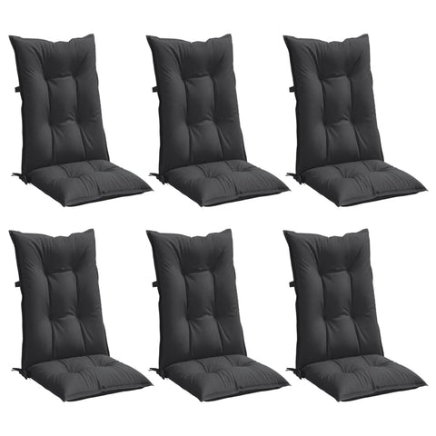 vidaXL Highback Chair Cushions - 6 Pcs Melange Anthracite - Outdoor/Indoor Use - Polyester Fabric - Soft PP Hollow Fiber Filling - Non-Slip Design - 47.2"x19.7"x2.8"