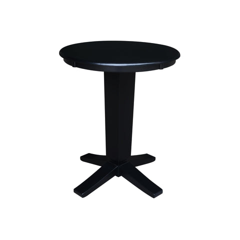 IC International Concepts 30" Solid Wood Round Top Pedestal Dining Table - 35.9" High, Black
