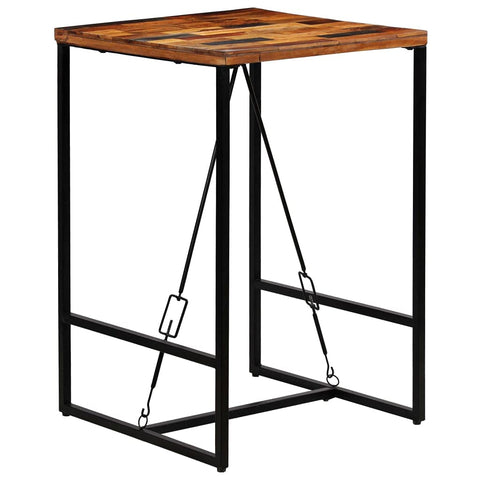 vidaXL Square Bar Table, Industrial-Style with Steel Legs, Constructed from Solid Reclaimed Wood - 27.6"x27.6"x41.7", Suitable for Kitchens, Bars, Cafes, and Dining Rooms