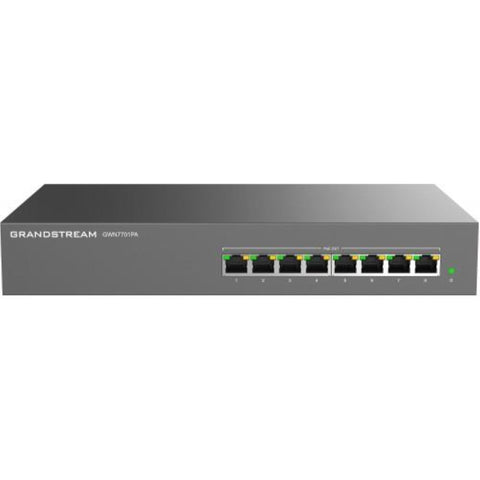 Grandstream GWN7701PA | 8-Port Gigabit Ethernet Unmanaged PoE Switch | Plug & Play | Desktop/Rack-Mount | Metal Design