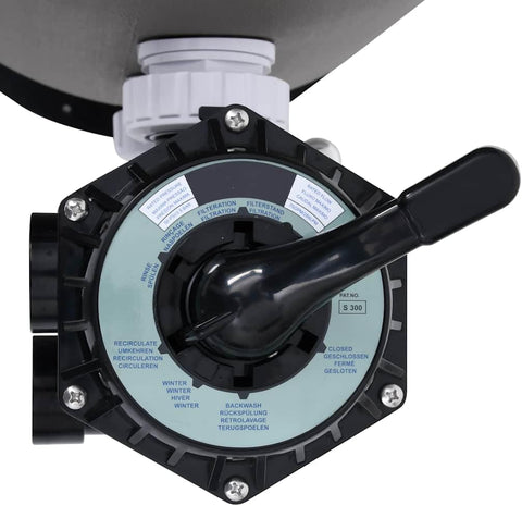 vidaXL Pool Sand Filter System with Side-Mounted 6-Way Valve - High Flow Rate, Multi-Port Operation, Compatible with 0.75 HP Pumps, Durable Polyethylene