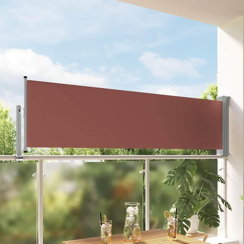 vidaXL Patio Retractable Side Awning 31.5"x118.1" Brown | Retractable design for flexible shade options, Made of UV and water-resistant polyester,