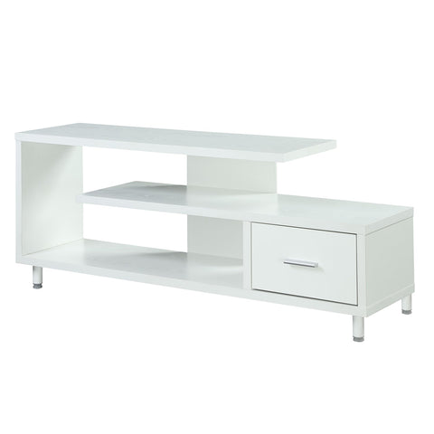 Convenience Concepts Seal II TV Stand 23.75" - 3-Tier Entertainment Center for TVs up to 65 Inches, Modern 1 Drawer TV Mount with Shelves for Living Room, White