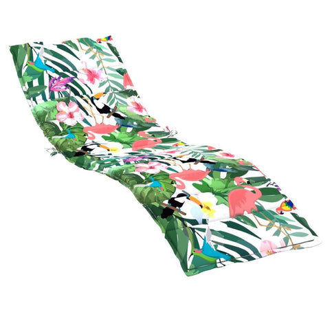vidaXL Multicolour Sun Lounger Cushion Water Resistant Oxford 79 x 23.6 x 1.6 in Elastic Strap Stylish Bird and Flower Patterns for Outdoor Seating Garden Patio Sunbed Seat Pad Lounge Bed