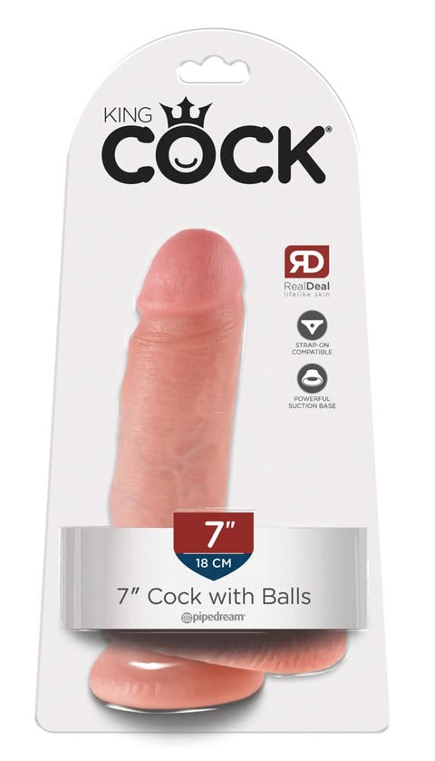 Pipedream King Cock with Balls, Flesh, 7 Inch