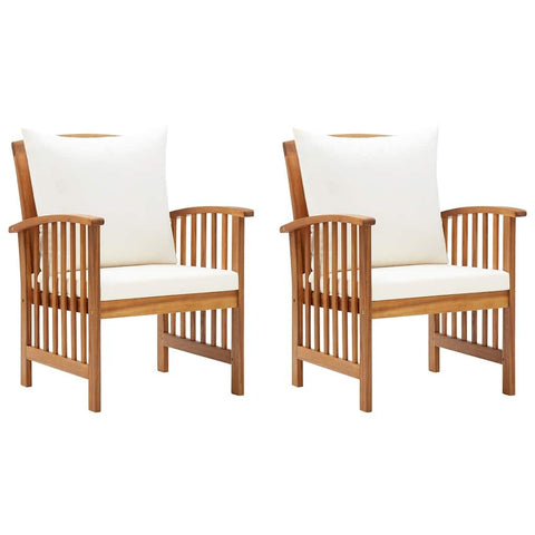vidaXL Patio Chairs, 2 Pcs, Patio Dining Chair with Armrest, Wood Slat Back Outdoor Dining Chair for Garden Lawn, with Cushions, Solid Wood Acacia