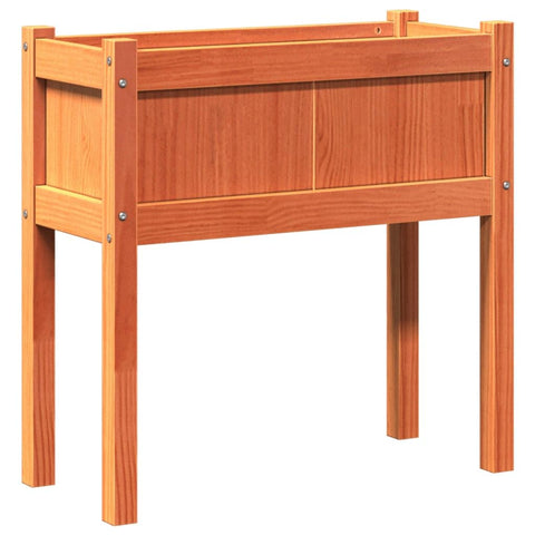 vidaXL Garden Planter with Legs - Wax Brown, Solid Pine Wood Flower Box for Outdoor Garden, Patio, Balcony - 27.6 x 12.2 x 27.6 inches