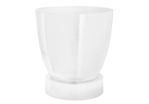 Accent Table, Drum, Side, End, Nightstand, Lamp, Living Room, Bedroom, White Metal, Contemporary, Modern