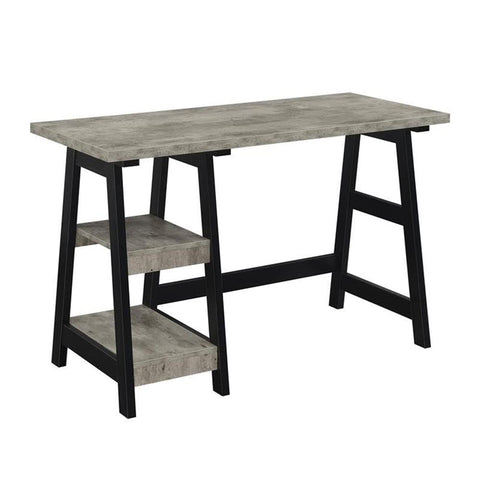 Convenience Concepts Designs2Go Trestle Desk 47" - Modern Desk or Vanity with Shelves, for Office, Dorm, Living Room, Faux Birch/Black