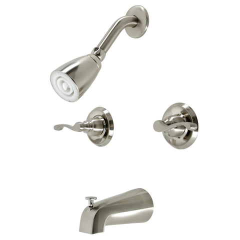 Kingston Brass KB248FL Royal Double-Handle Tub and Shower Faucet in Brushed Nickel